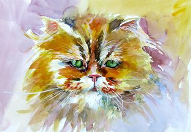 Original Impressionism Cats Paintings by Kovacs Anna Brigitta