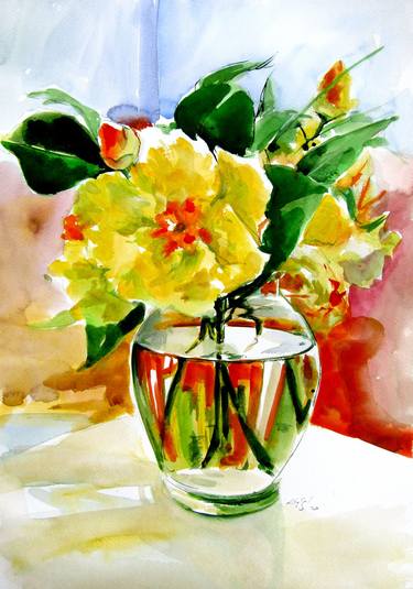 Still life with yellow flowers thumb
