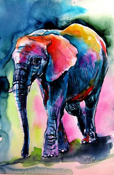 Elephant at night thumb