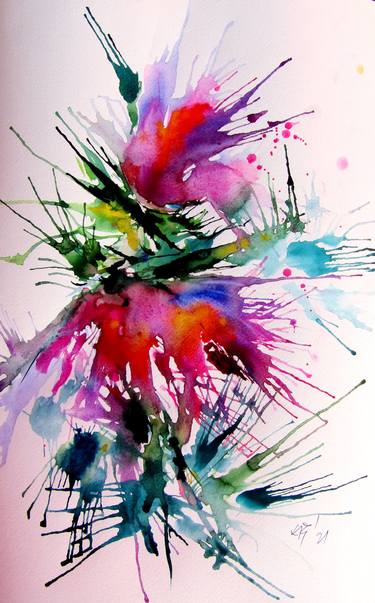 Print of Expressionism Floral Paintings by Kovacs Anna Brigitta
