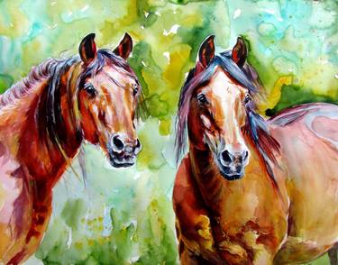 Original Impressionism Horse Paintings by Kovacs Anna Brigitta