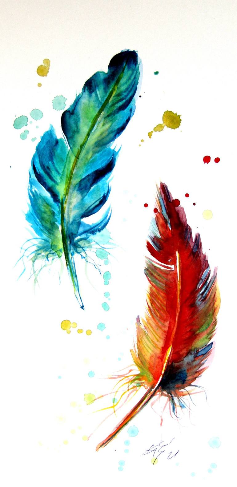 Colorful feathers Painting by Kovacs Anna Brigitta | Saatchi Art