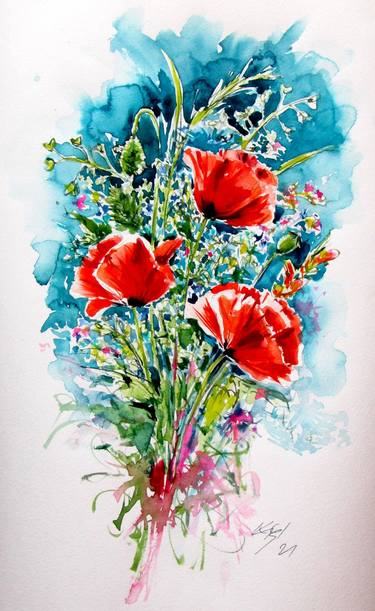 Original Floral Paintings by Kovacs Anna Brigitta