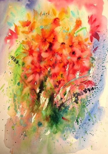 Print of Impressionism Floral Paintings by Kovacs Anna Brigitta