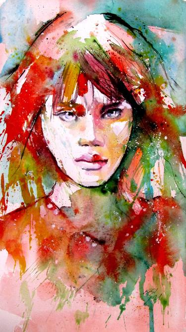 Original Impressionism Portrait Paintings by Kovacs Anna Brigitta