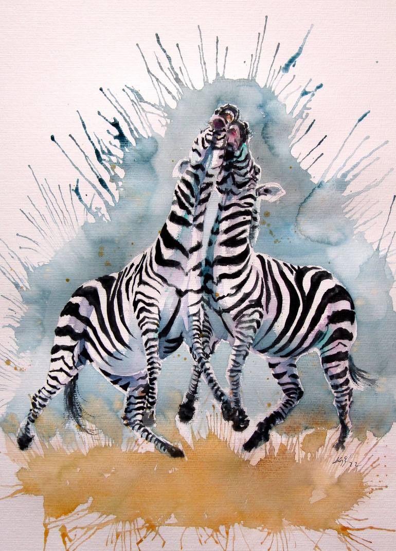 Playing zebras - Print