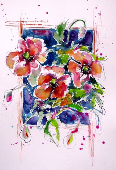 Print of Impressionism Floral Paintings by Kovacs Anna Brigitta