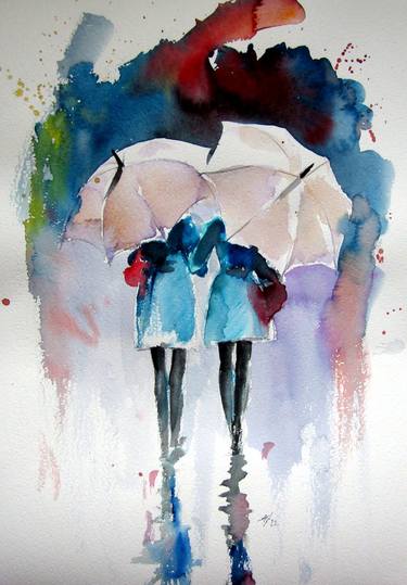 Girlfriends under umbrellas thumb