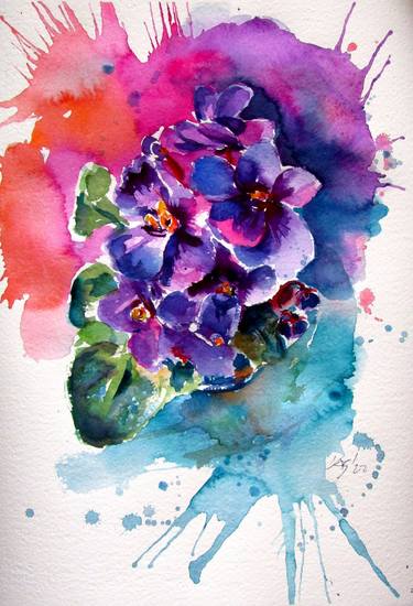 Original Impressionism Floral Paintings by Kovacs Anna Brigitta