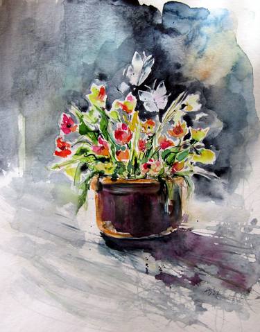 Original Impressionism Floral Paintings by Kovacs Anna Brigitta