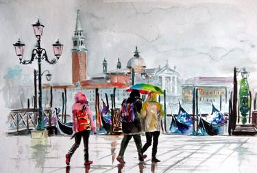 Original Impressionism Cities Paintings by Kovacs Anna Brigitta