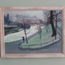 A painting of Princes Street Gardens in the winter. Looking west toward the Scottish National Gallery and with Edinburgh Castle in the background. Teeming with visitors in the summer, here I saw it nearly deserted the day I painted it. I love the mistiness, the Edinburgh Blue you get in Edinburgh sometimes. 

68 83 17 3