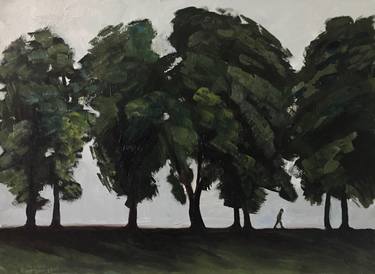 'Summer trees, distant mist, Inverleith Park, Edinburgh' thumb