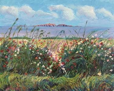 'The Isle Of May seen from Fife, with glorious Wildflowers' thumb