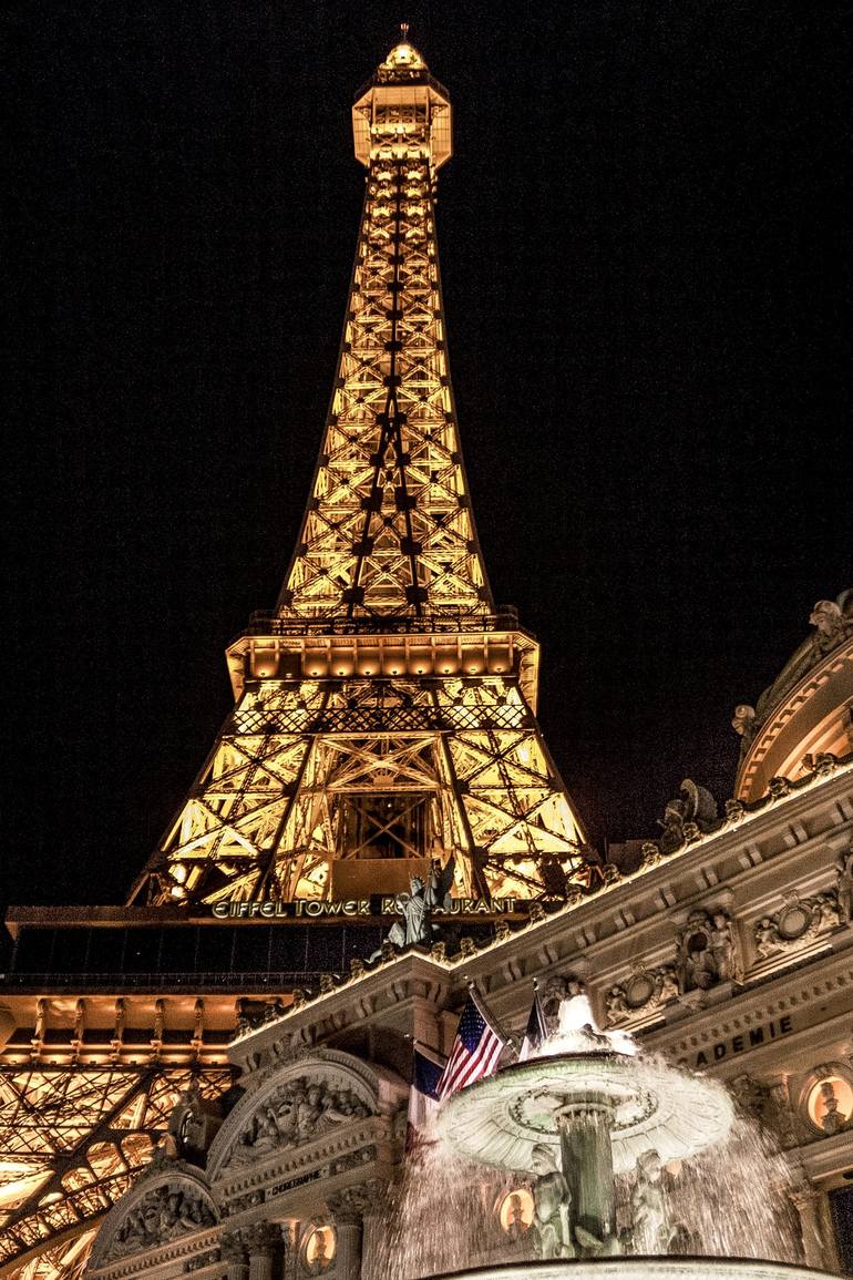 Las Vegas Eiffel Tower at Night Art Print