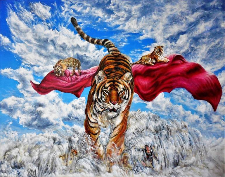 Giant Tiger Painting by Valdengrave Okumu | Saatchi Art