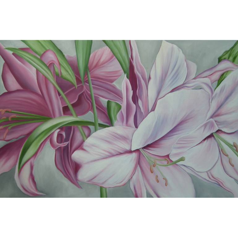 Big Pink Lilies Painting by Stephen Clary | Saatchi Art