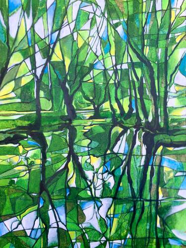 Original Cubism Landscape Painting by Stephen Clary
