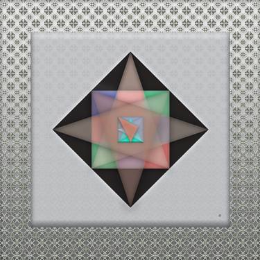 Original Conceptual Geometric Mixed Media by Jean Constant
