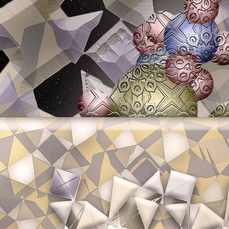 Original Abstract Science/Technology Mixed Media by Jean Constant