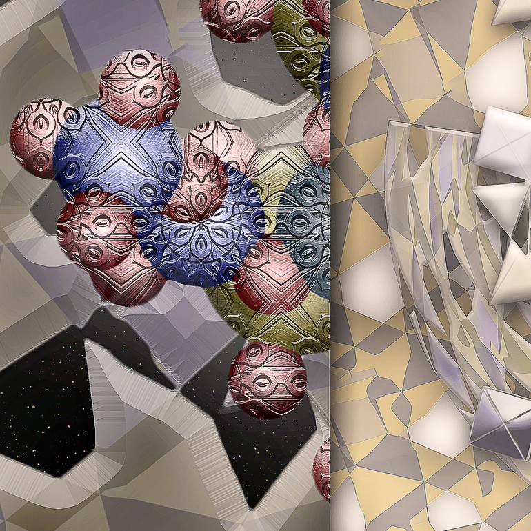 Original Abstract Science/Technology Mixed Media by Jean Constant