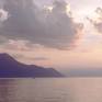 Sunset on the Leman lake from the Montreux shoreline.