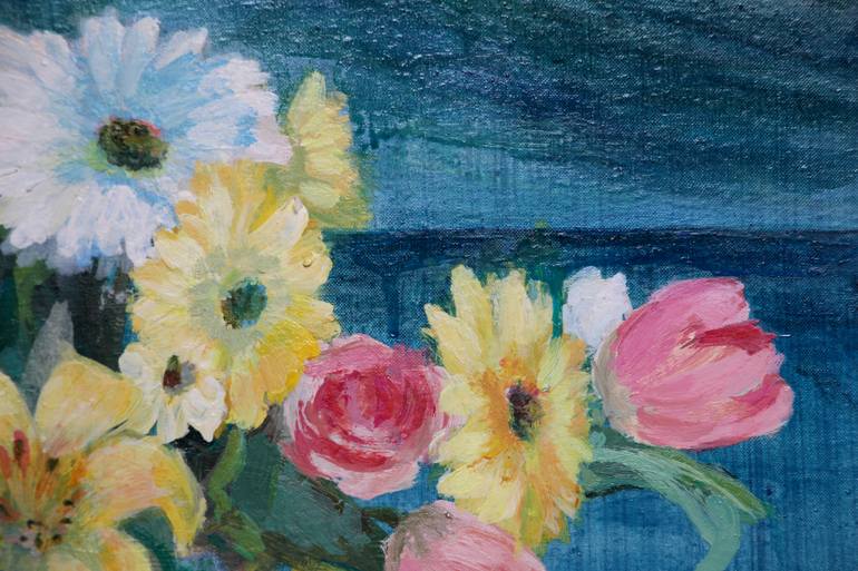 Original Expressionism Floral Painting by Luciana Mathioudakis