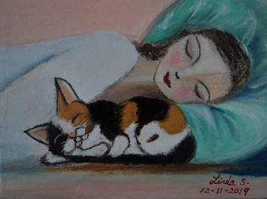 Print of Cats Paintings by Linda Lin
