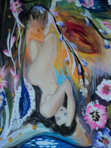 Original Art Deco Nude Paintings by Linda Lin