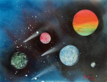 Print of Abstract Expressionism Outer Space Paintings by Linda Lin