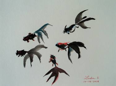 Print of Folk Fish Paintings by Linda Lin
