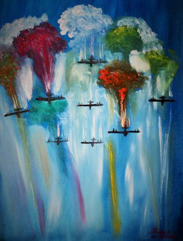 Print of Abstract Expressionism Airplane Paintings by Linda Lin