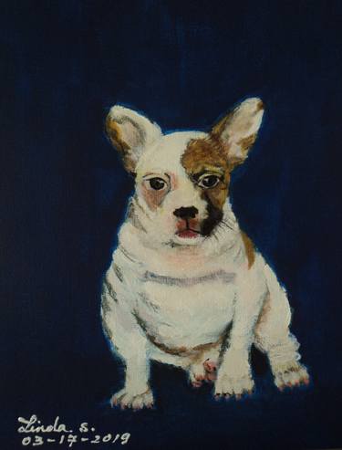 Original Fine Art Dogs Paintings by Linda Lin