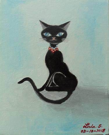 Original Fine Art Cats Paintings by Linda Lin
