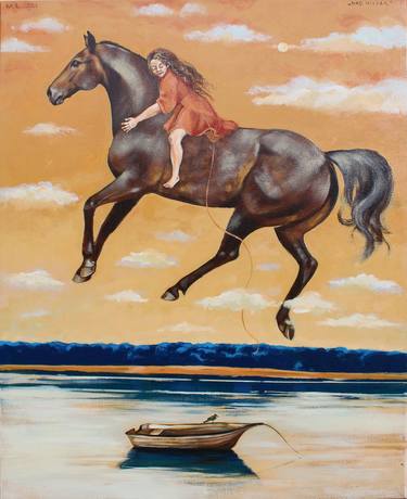 Original Surrealism Horse Paintings by Małgorzata Łodygowska