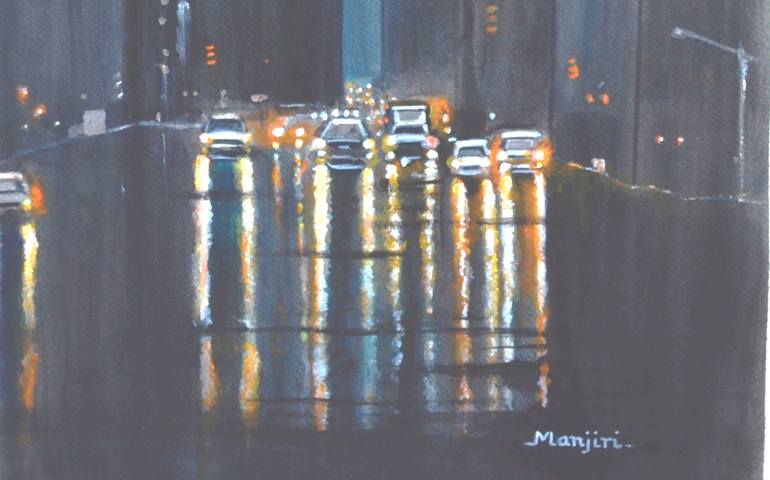 Original Abstract Expressionism Cities Painting by Manjiri Kanvinde