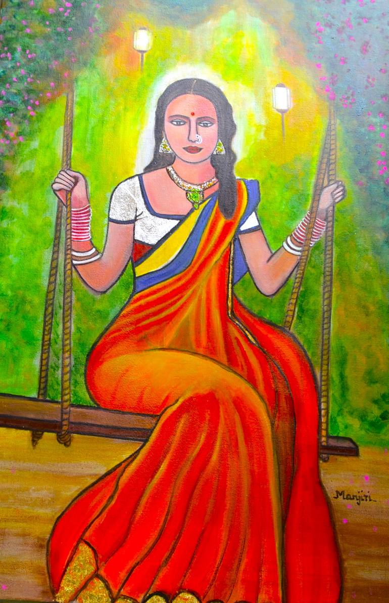 Original Abstract Expressionism Women Painting by Manjiri Kanvinde