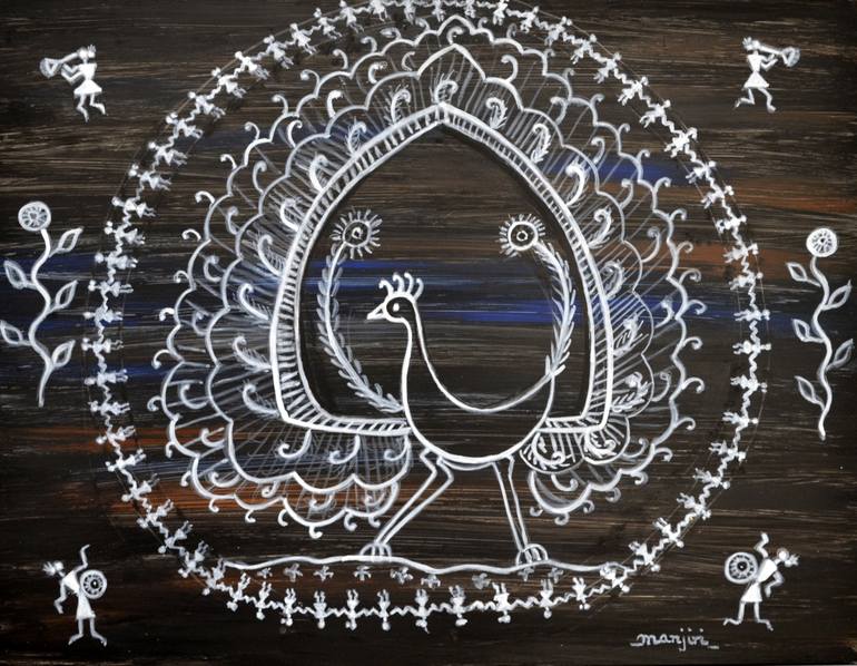 warli painting peacock