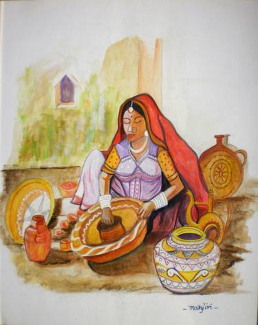 Print of Figurative Rural life Paintings by Manjiri Kanvinde