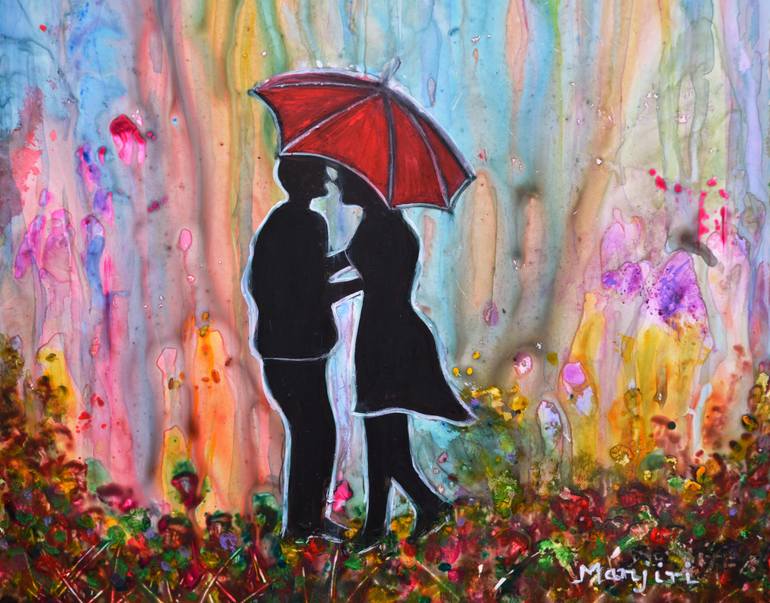 Original Abstract Expressionism Love Painting by Manjiri Kanvinde