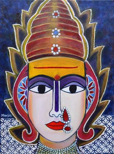 Goddess Shantadurga Indian Hindu god textured painting thumb