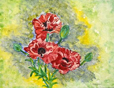 Elegent Poppies painting on yupo thumb