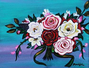 Roses Bouquet red pink white floral fantasy thumb
