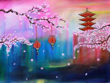 The Dreamy Cherry Blossom acrylic painting on sale thumb