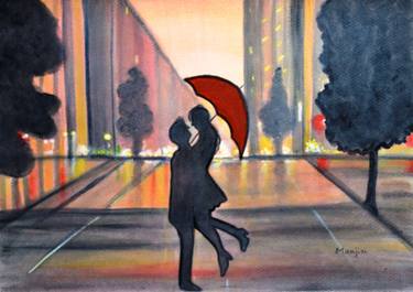 Romance in the city romantic painting gift art on sale thumb