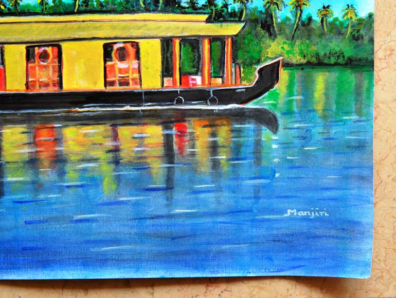 Original Abstract Expressionism Boat Painting by Manjiri Kanvinde