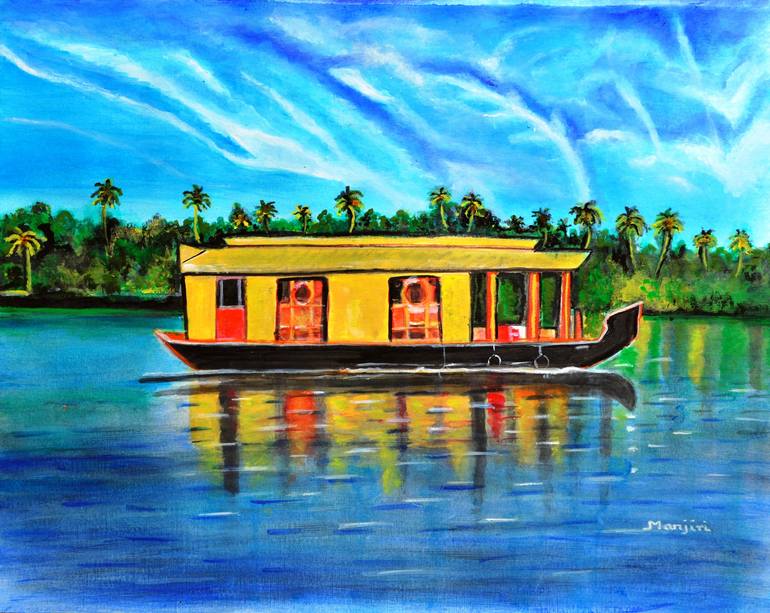 Original Abstract Expressionism Boat Painting by Manjiri Kanvinde
