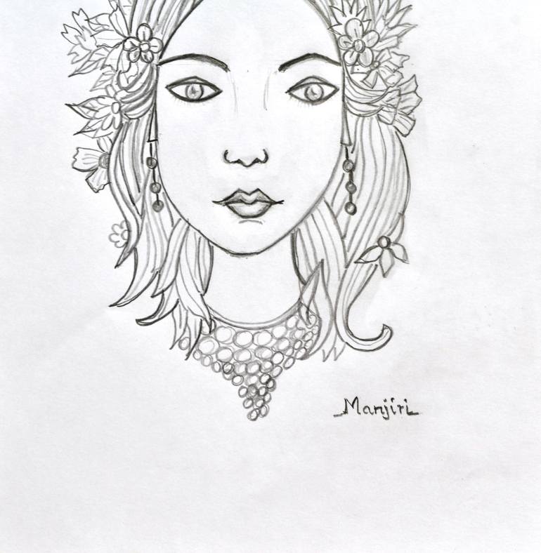 Original Women Drawing by Manjiri Kanvinde