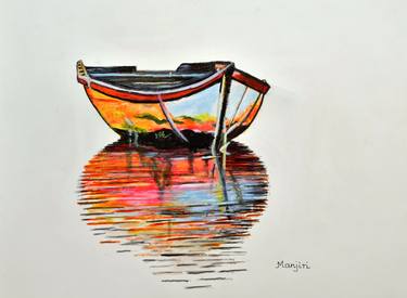 The Boat colorful abstract landscape painting thumb
