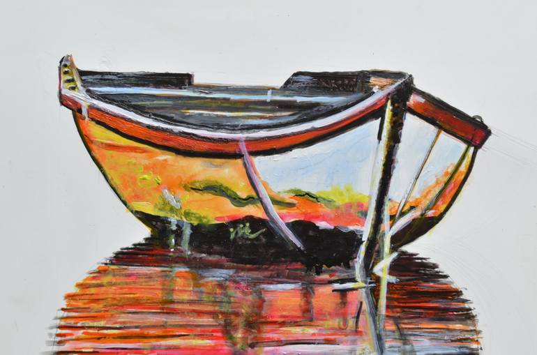 Original Abstract Expressionism Boat Painting by Manjiri Kanvinde